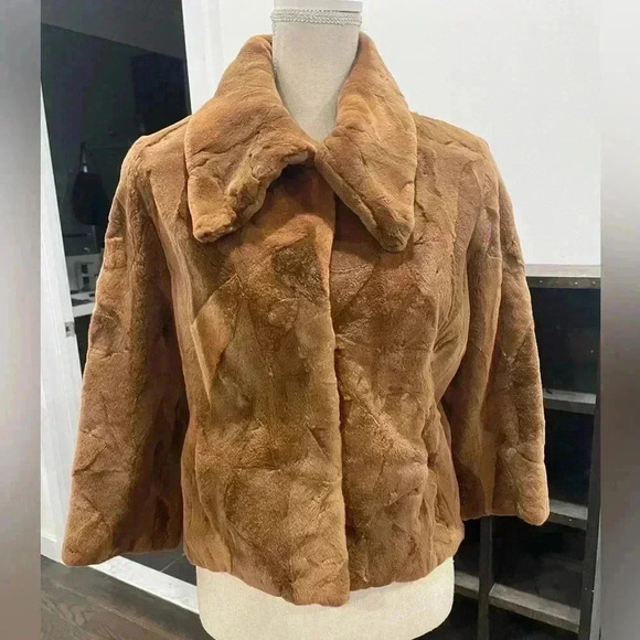 Real Mink Fur Sz S 3/4 sleeve Coat - Picture 12 of 14